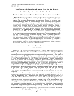 Brick Manufacturing From Water Treatment Sludge And Rice Husk Ash