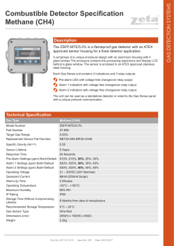 Combustible Detector Specification Methane (CH4)