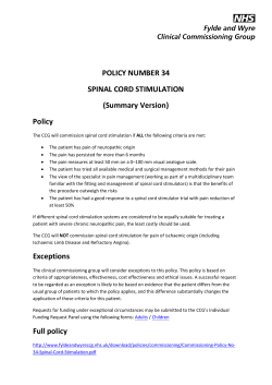 POLICY NUMBER 34 SPINAL CORD STIMULATION (Summary