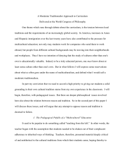 A Moderate Traditionalist Approach to Curriculum - Celia Wolf
