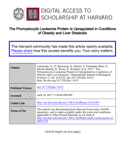The Promyelocytic Leukemia Protein Is Upregulated in Conditions of