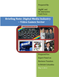 Briefing Note: Digital Media Industry &ndash; Video Games Sector