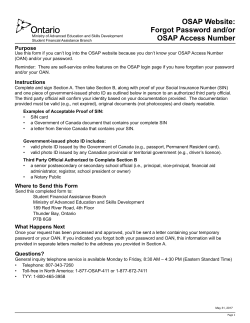 OSAP Website: Forgot Password and/or OSAP Access Number