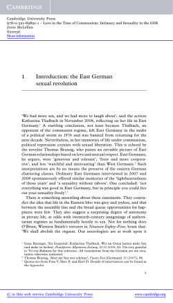1 Introduction: the East German sexual revolution