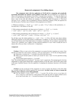 Homework assignment: Free-falling objects