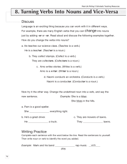 8. Turning Verbs Into Nouns and Vice-Versa