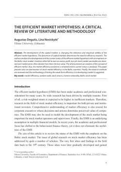 THE EFFICIENT MARKET HYPOTHESIS: A CRITICAL REVIEW OF