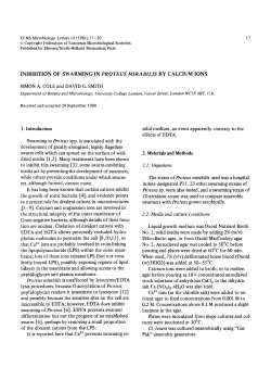 Inhibition of swarming in Proteus mirabilis by calcium ions