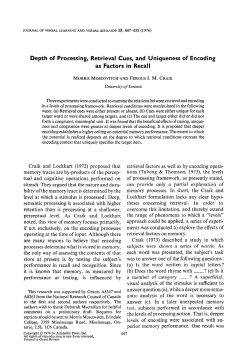 Depth of Processing, Retrieval Cues, and Uniqueness of Encoding
