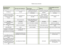 Patient experience survey &ndash; comments. June 2013