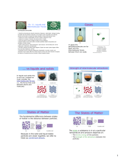 Gases vs liquids and solids States of Matter The States of Matter