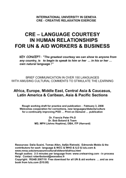 LANGUAGE COURTESY - 150 LANGUAGES Brief