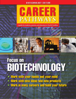 Career Pathways: BIOTECHNOLOGY - North Carolina Public Schools