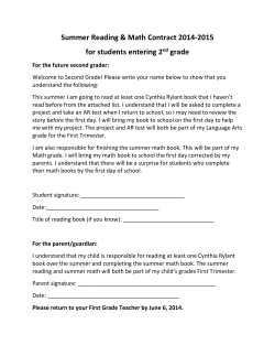 Incoming 2nd grader reading contract