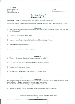 Reading Guide 1t / Chapters 1 - 6