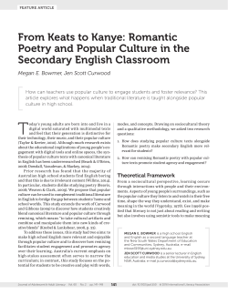 From Keats to Kanye: Romantic Poetry and Popular Culture in the