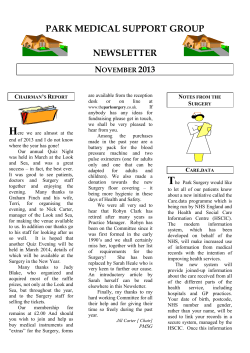 Patient Support Group Newsletter 2013