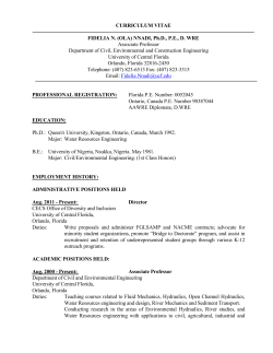 CURRICULUM VITAE FIDELIA N. (OLA) NNADI, Ph.D., PE, D. WRE
