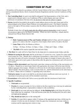 conditions of play - Pelican Waters Bowls Club