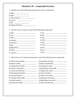 Chemistry 20 &ndash; Compounds Practice