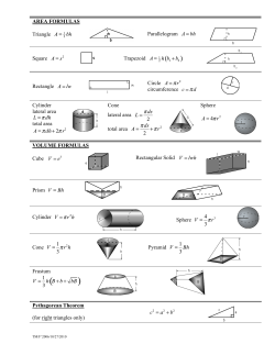 AREA FORMULAS Triangle Parallelogram Square Trapezoid