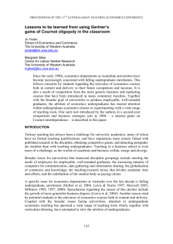 Lessons to be learned from using Gertner`s game of Cournot