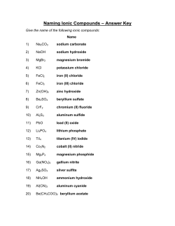Naming Ionic Compounds &ndash; Answer Key