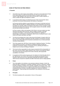 code of practice on free speech