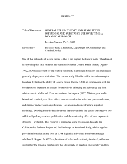 General Strain Theory and Stability in Offending and Substance Use