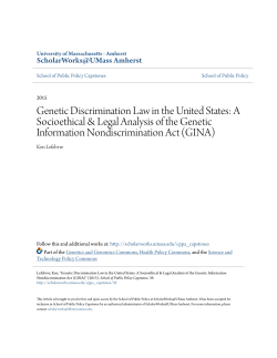 Genetic Discrimination Law in the United States