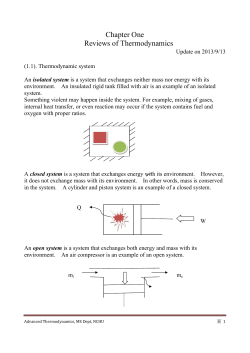 Chapter One Reviews of Thermodynamics