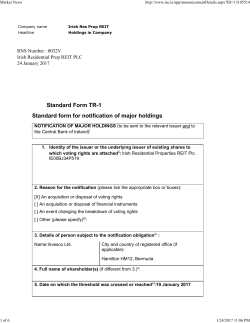 Standard Form TR-1 Standard form for notification of major holdings