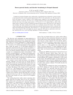 Boron spectral density and disorder broadening in B
