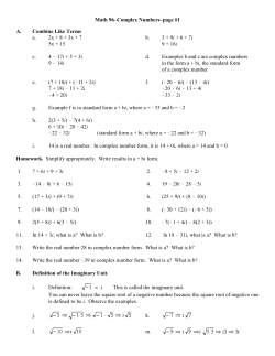 Math 96&ndash;Complex Numbers&ndash;page #1 A. Combine Like Terms a. 2x
