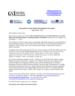 September 2016 GSI Newsletter - Holocaust Teacher Resource