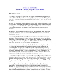 ETERNAL SECURITY: Critiquing a Sermon by Pastor Charles Stanley