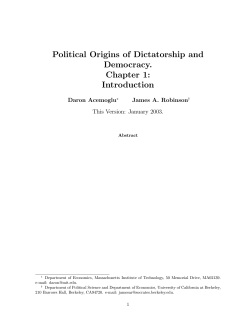 Political Origins of Dictatorship and Democracy. Chapter 1