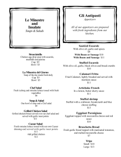 Lunch Menu - Fratellis