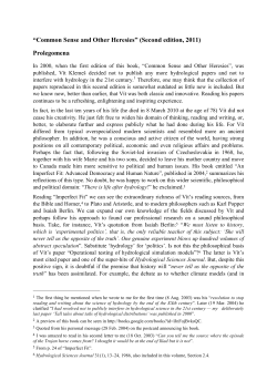 Common Sense and Other Heresies -- Prolegomena