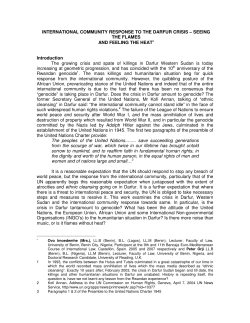 INTERNATIONAL COMMUNITY RESPONSE TO THE DARFUR