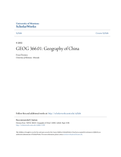 GEOG 366.01: Geography of China