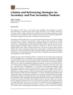 Citation and Referencing Strategies for Secondary and