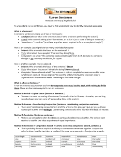 Run-On Sentences - Parkland College