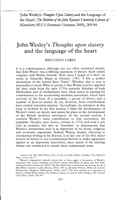 John Wesley`s Thoughts upon slavery