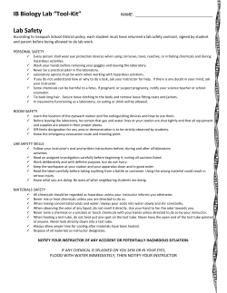 Lab Safety - Biology for Life