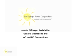 Inverter / Charger Installation General Operations and AC and DC