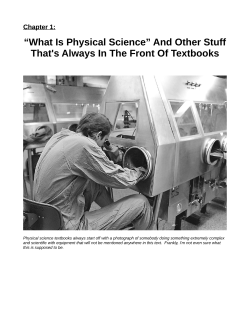 &ldquo;What Is Physical Science&rdquo; And Other Stuff That`s Always In The