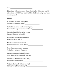 Directions: Below is a poem about Christopher Columbus and his