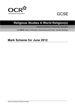 Unit B578 - Islam 2 - Worship, community and family, sacred