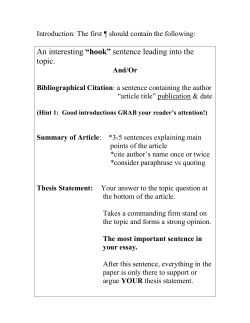 An interesting &ldquo;hook&rdquo; sentence leading into the